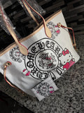 White Chrome Heart HK Tote