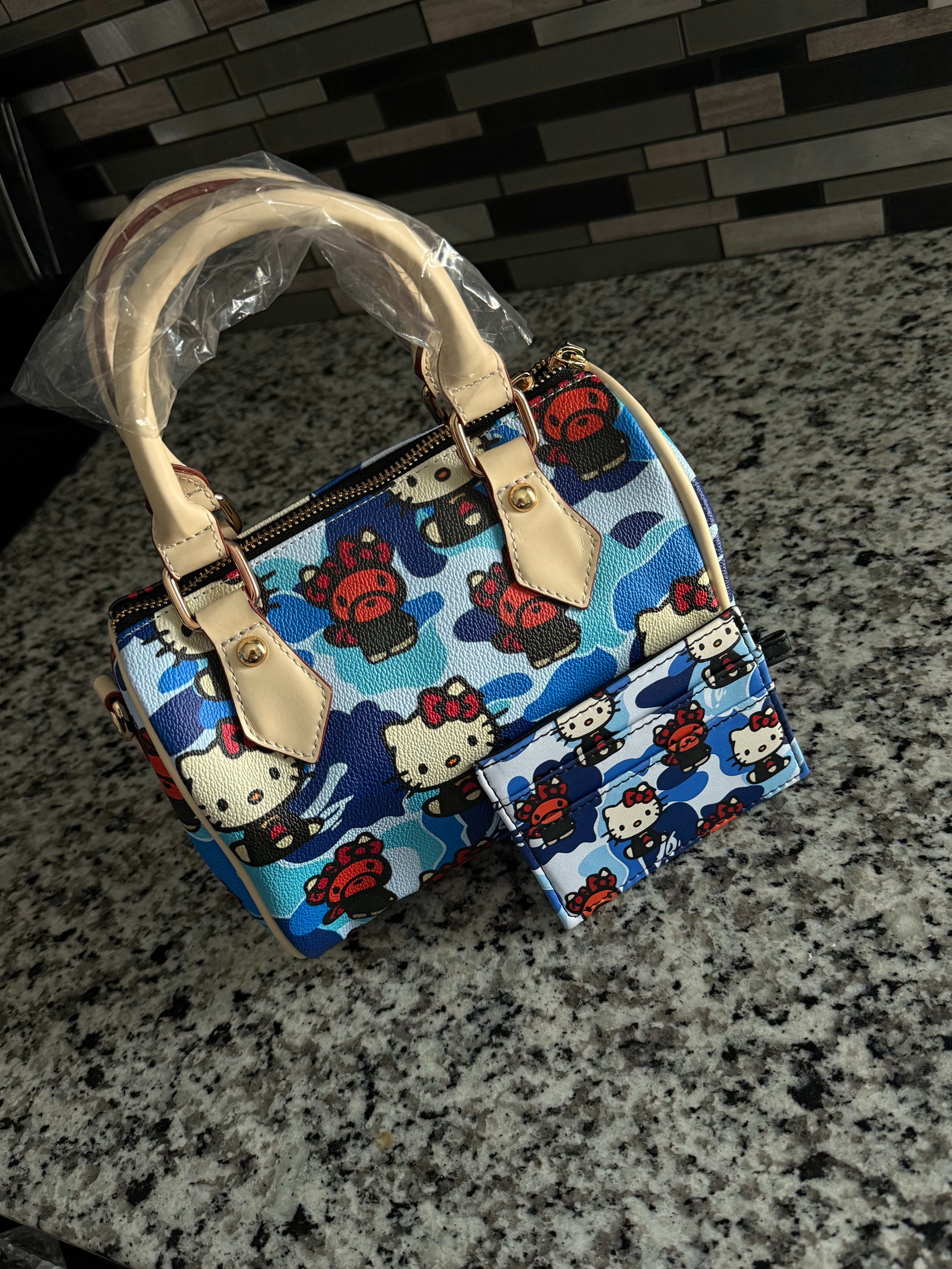 Blue HK & Bape Pillow Purse