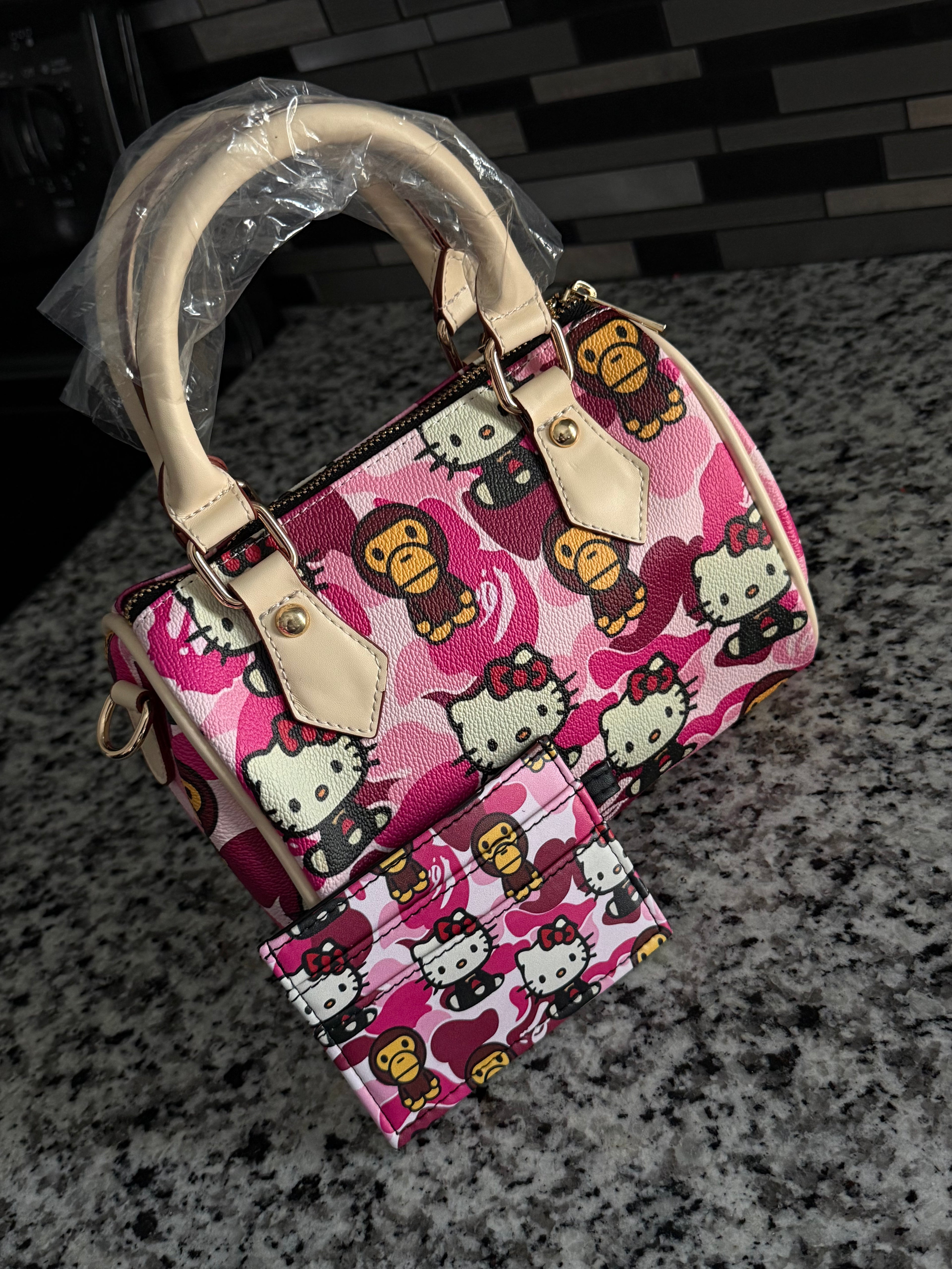 Pink HK & Bape Pillow Purse